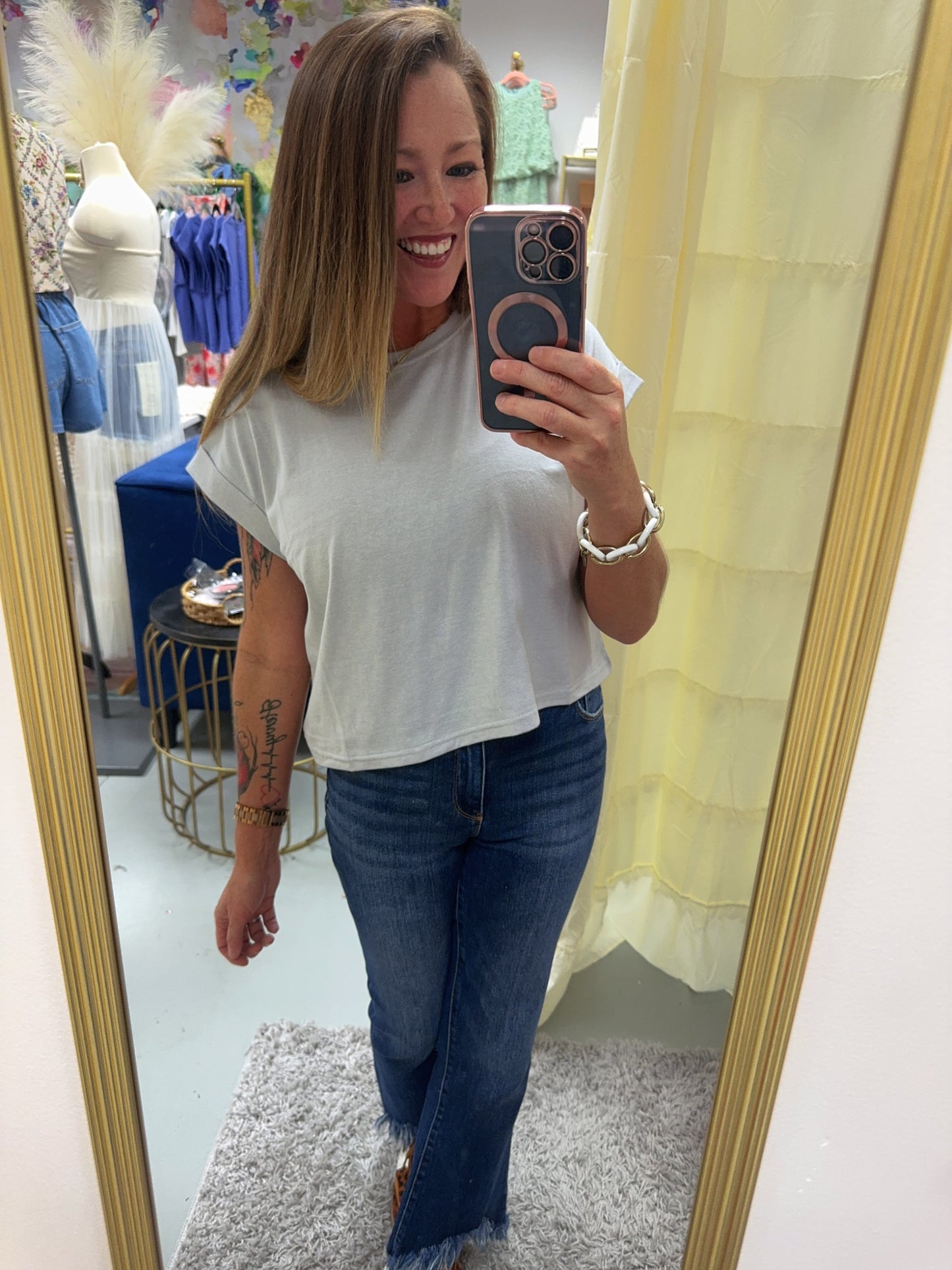 Folded Sleeve Top (4 COLORS)
