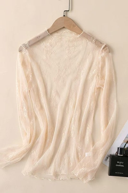 Makayla Floral Lace Long Sleeve Top
