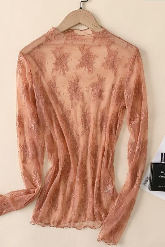 Makayla Floral Lace Long Sleeve Top