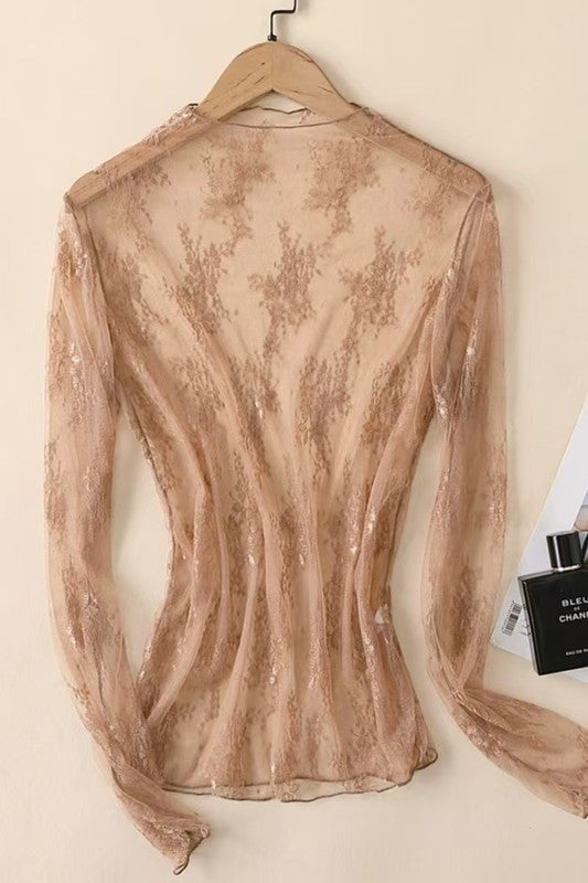 Makayla Floral Lace Long Sleeve Top
