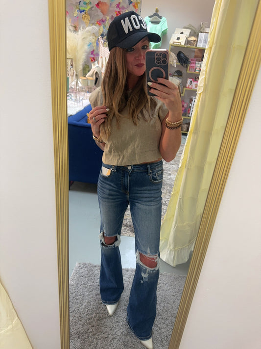 Kalie Flare Distressed Jeans