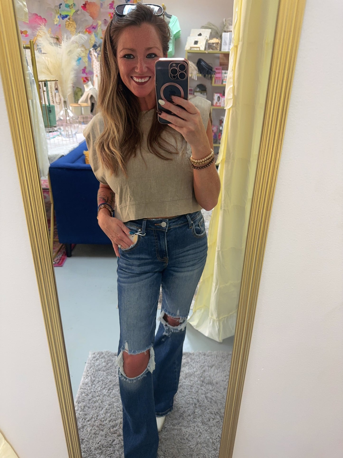 Kalie Flare Distressed Jeans
