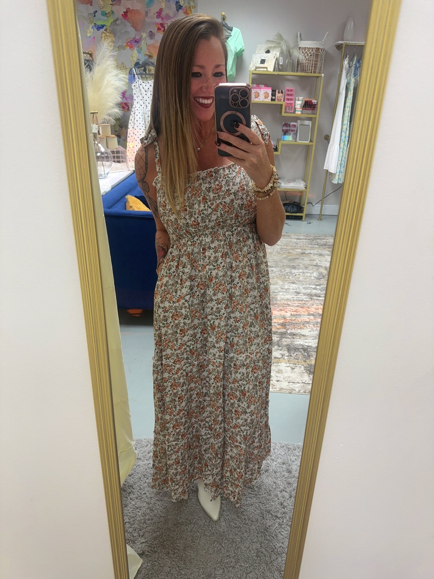 Vintage Floral Tiered Maxi Dress