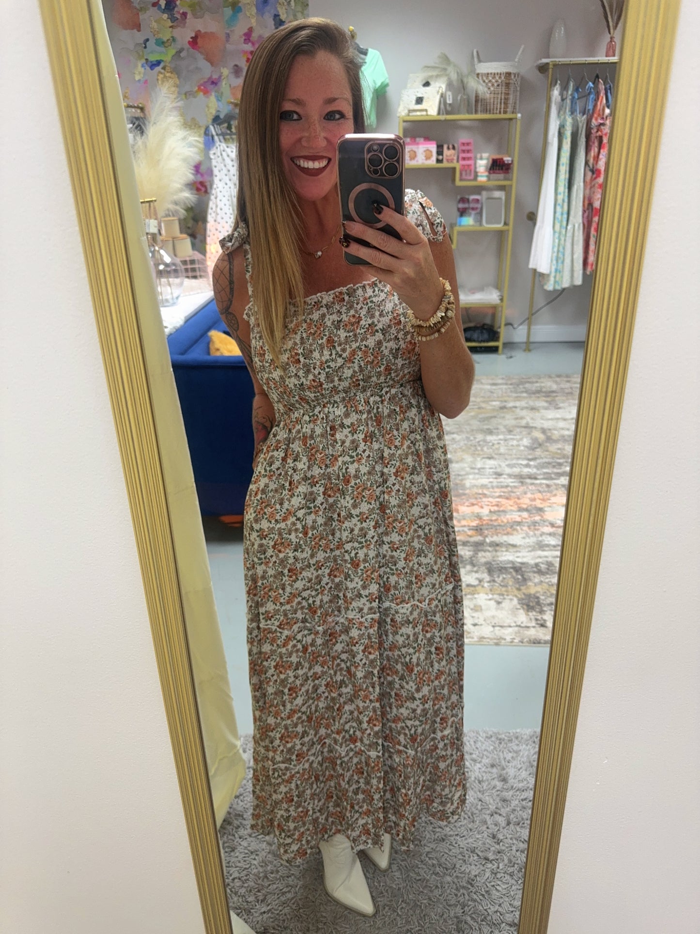 Vintage Floral Tiered Maxi Dress