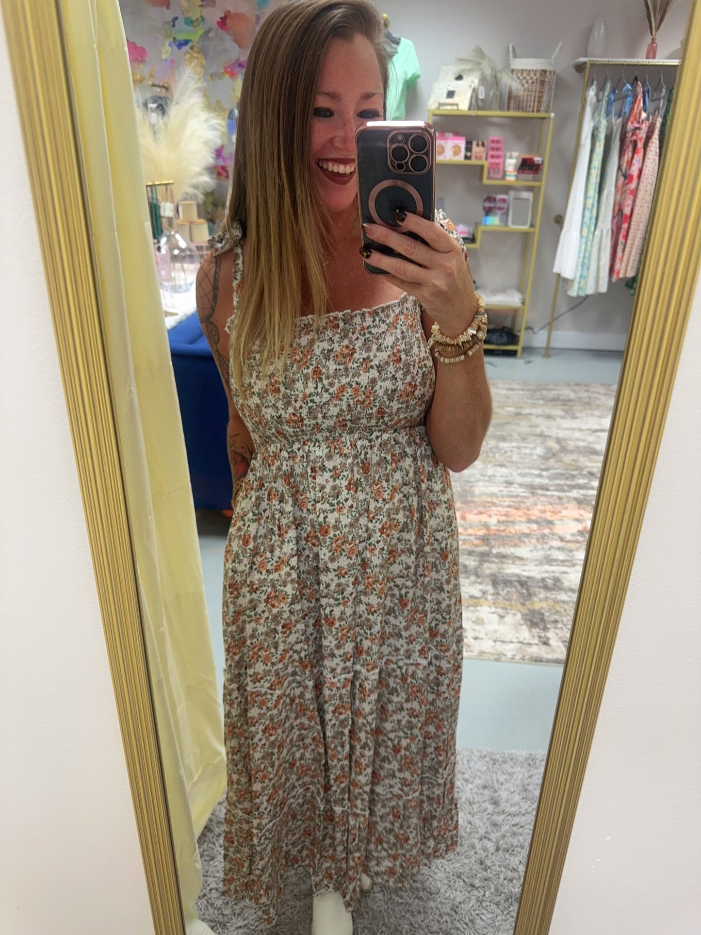 Vintage Floral Tiered Maxi Dress
