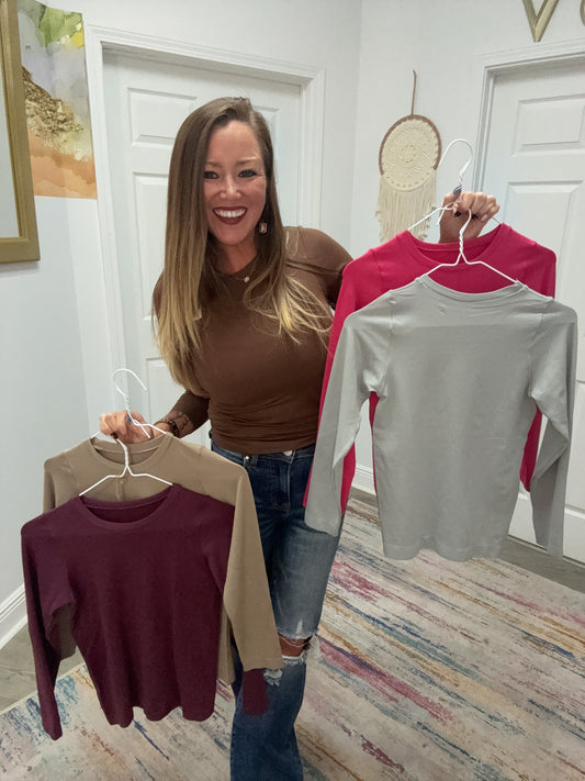 Yelete Long Sleeve Smoothing Seamless Top (ONE SIZE)