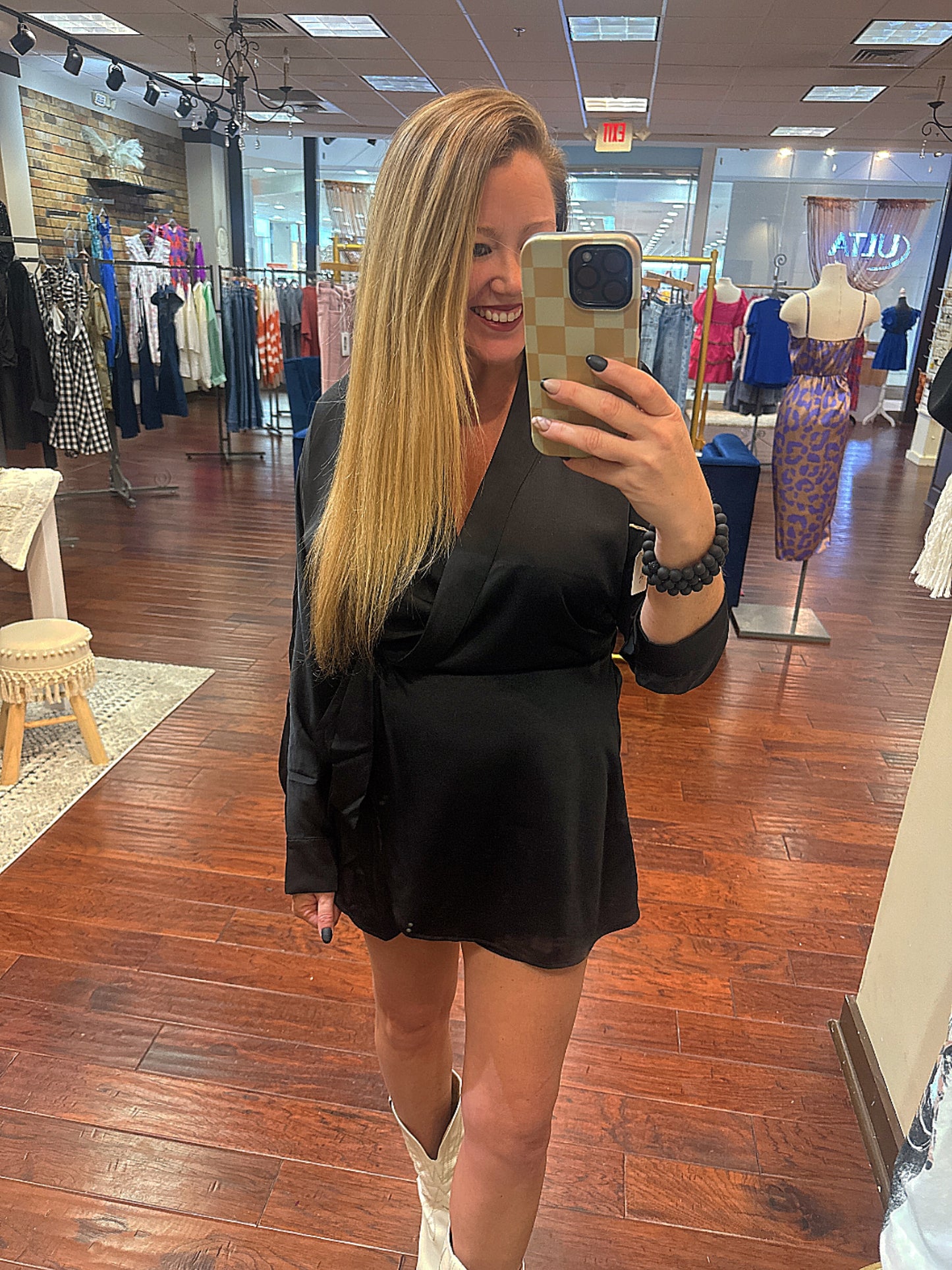 Black Surplice Waist Tie Romper