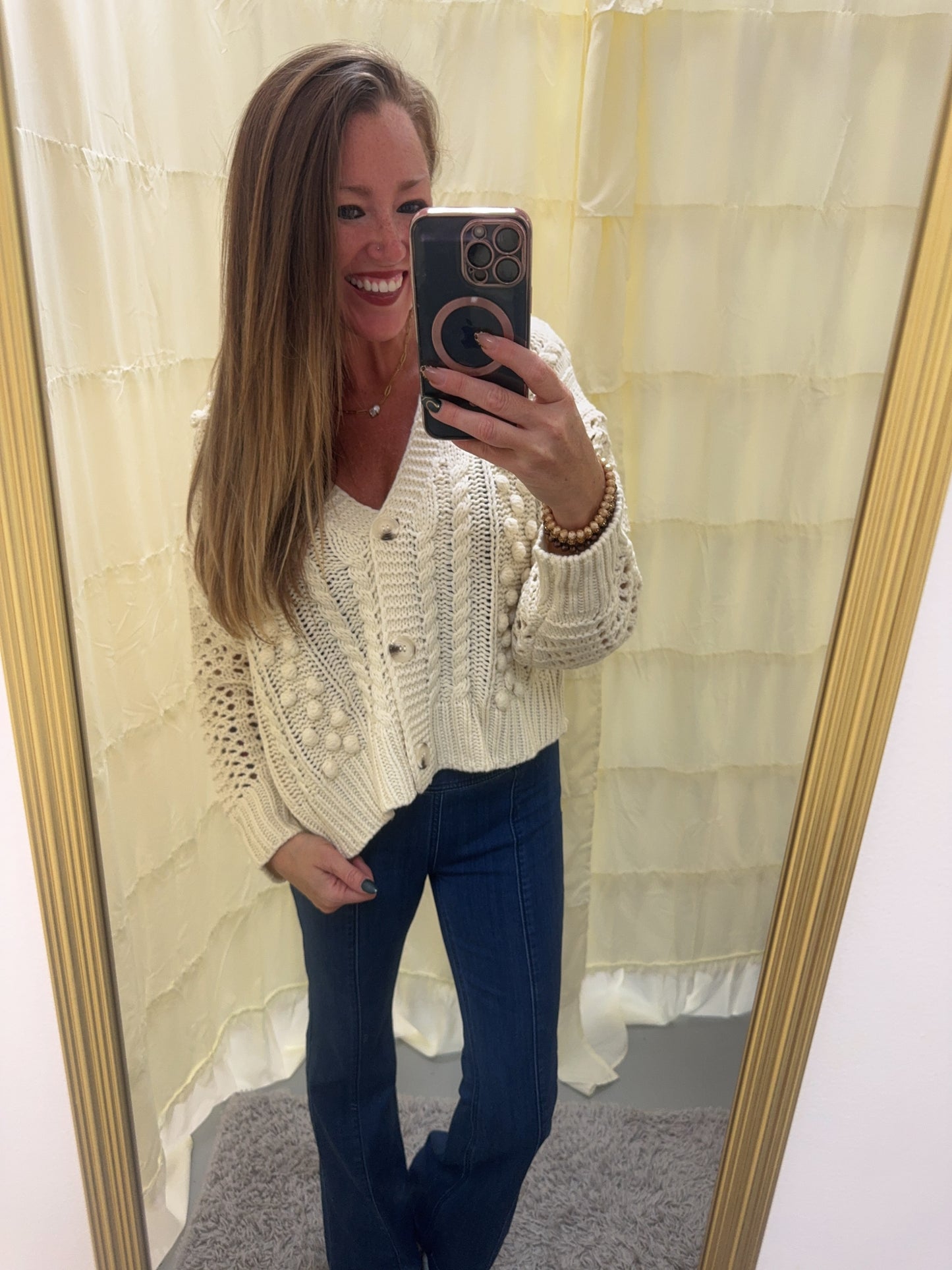 Cozy In Ivory Button Up Sweater