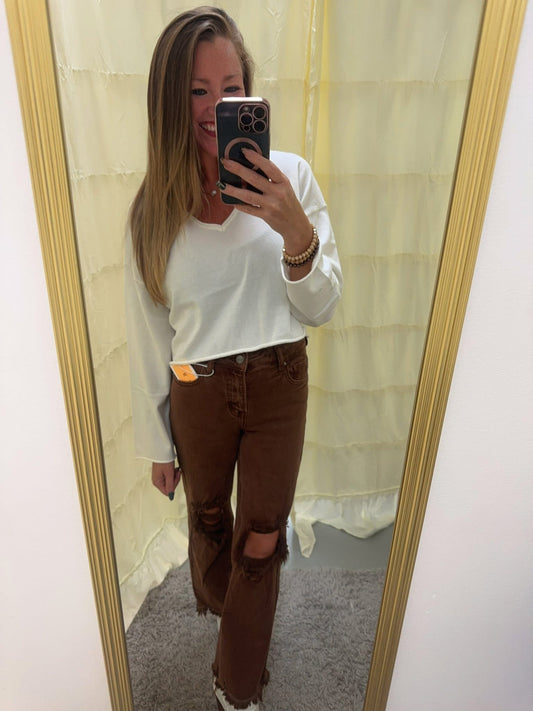 Belle Breeze Cropped White Sweater