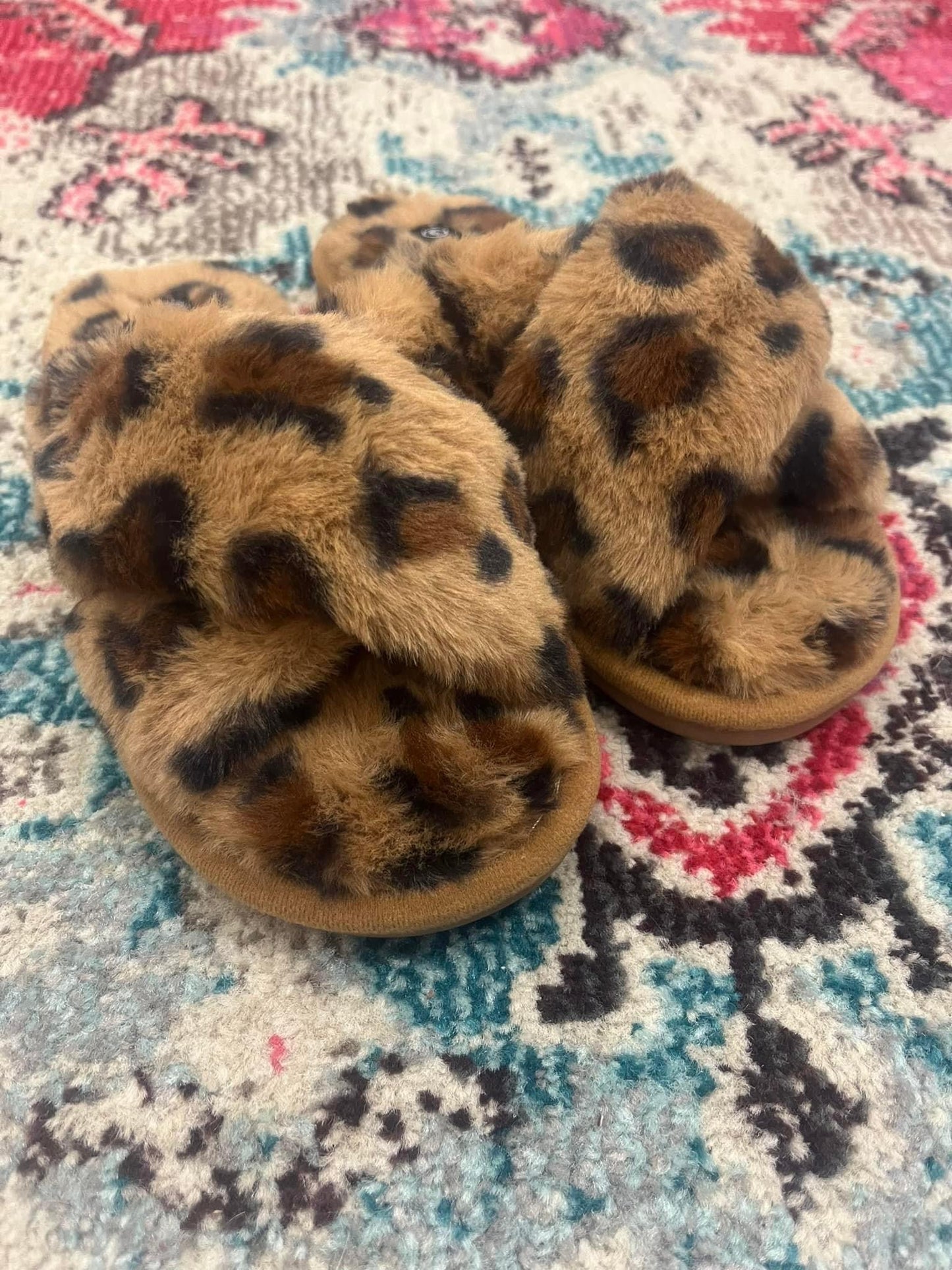 Fluffy Fur Leopard Slippers