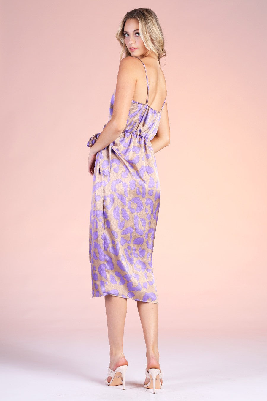 Lavender Leopard Wrap Midi Dress