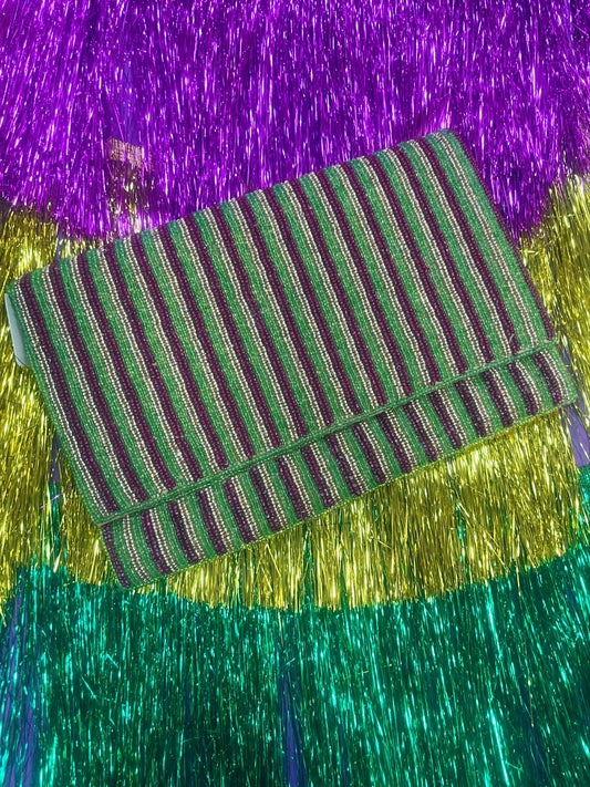 Mardi Gras Stripe Sequin Clutch