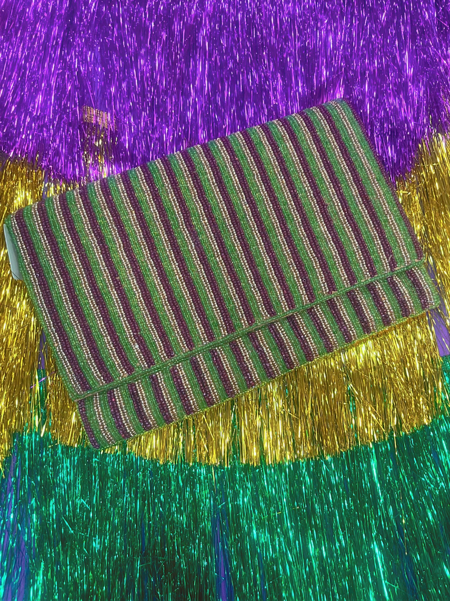 Mardi Gras Stripe Sequin Clutch