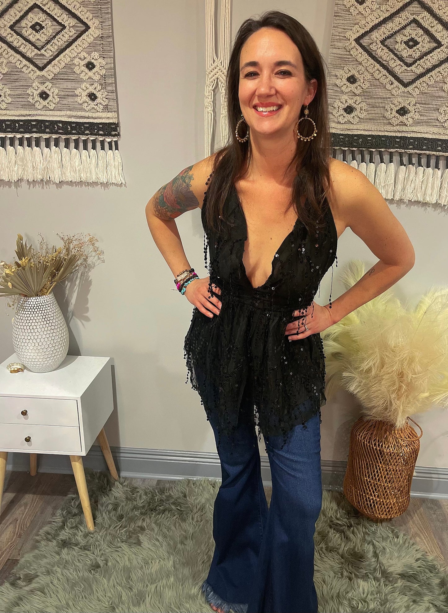 Black Sequin Top