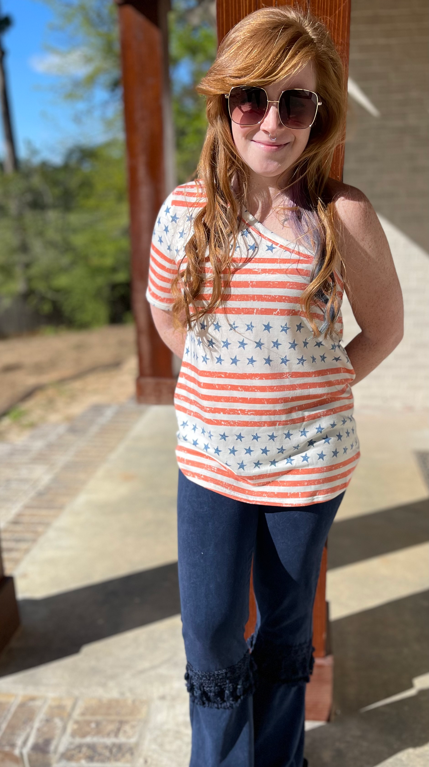 Stars and Stripes One Shoulder Top