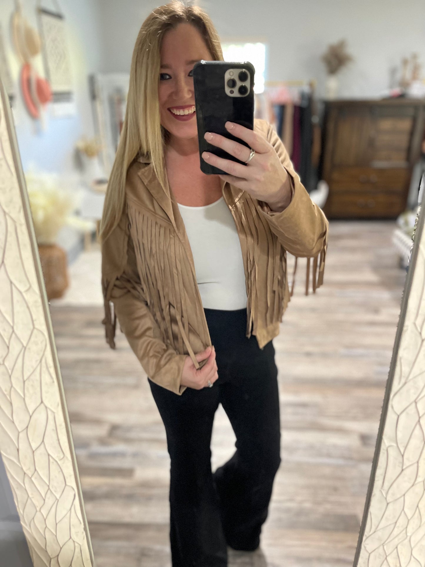 On The Wild Side Tan Fringe Jacket