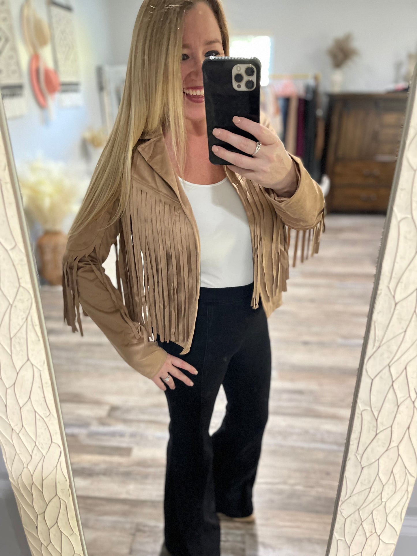 On The Wild Side Tan Fringe Jacket