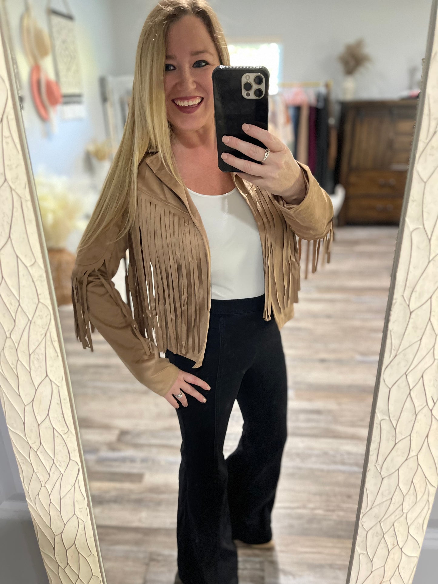 On The Wild Side Tan Fringe Jacket